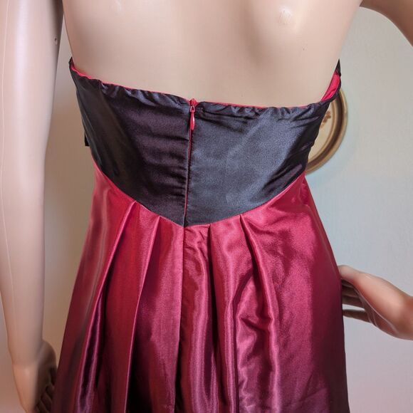 NWT Vintage Y2K Jump Mini Dress Red Satin Strapless Party Ombre Size 3 - Picture 8 of 11